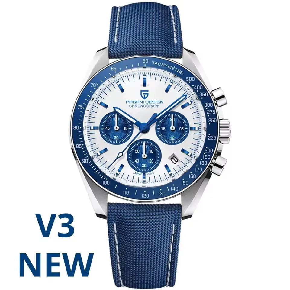 RBB 2025 DESIGN V5 Moon Men's Luxury Quartz Chronograph Watch – Waterproof Sport Stainless Steel Timepiece