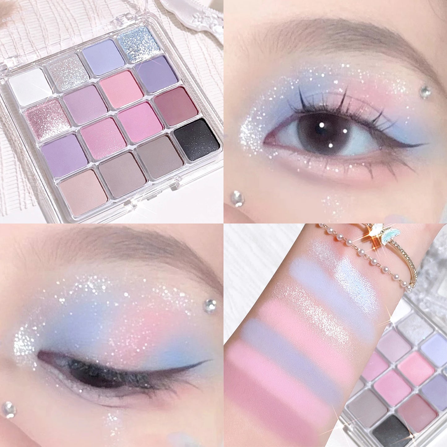 Sixteen-Color Sunset Magic Eye Shadow Palette – Pearlescent & Matte Earth Tones | Korean Makeup Essentials