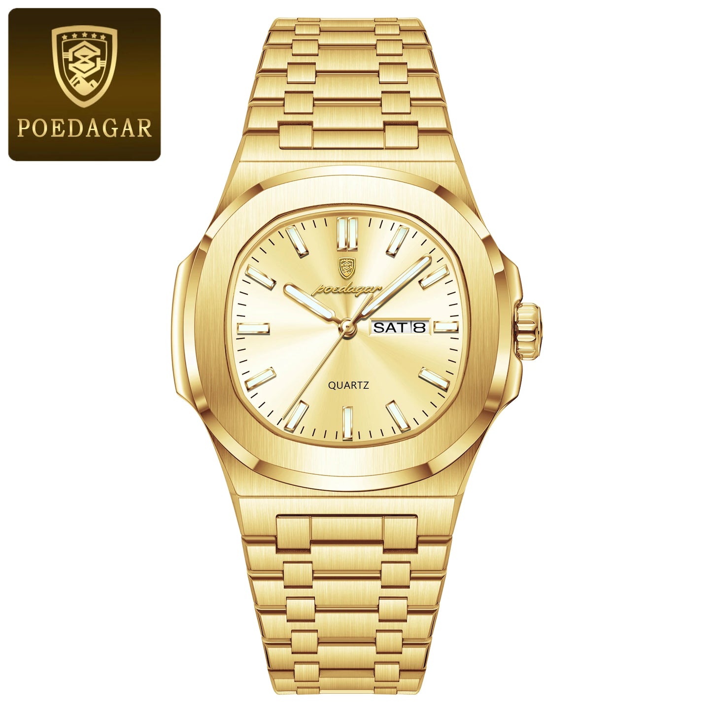 RBB Original Men's Quartz Watch – Waterproof Luminous Week & Date Stainless Steel Business Timepiece
