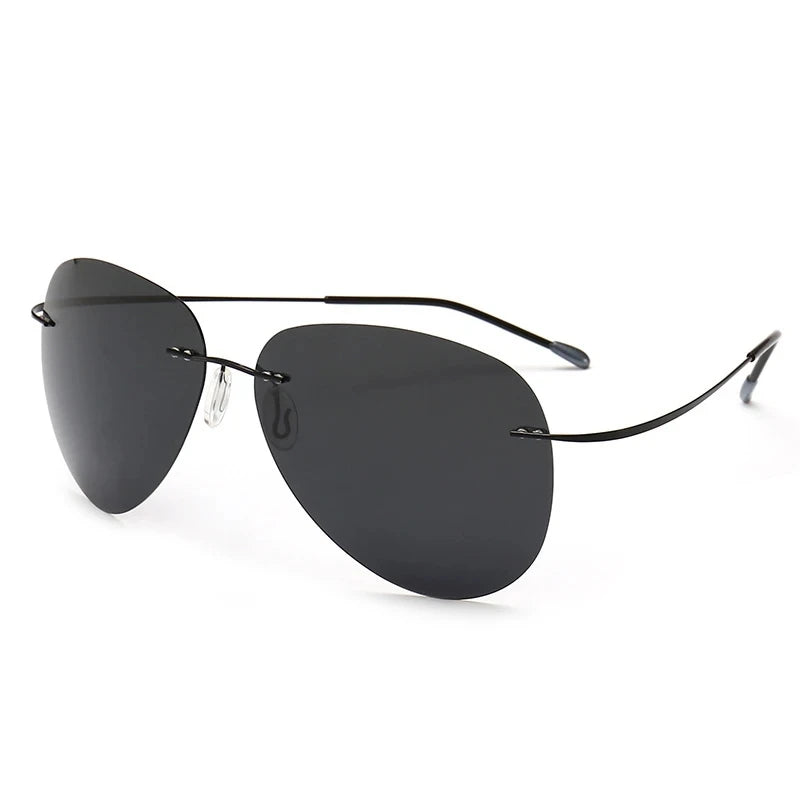 RBB Titanium Rimless Polarized Sunglasses – Ultralight Frameless Grey Photochromic Eyewear