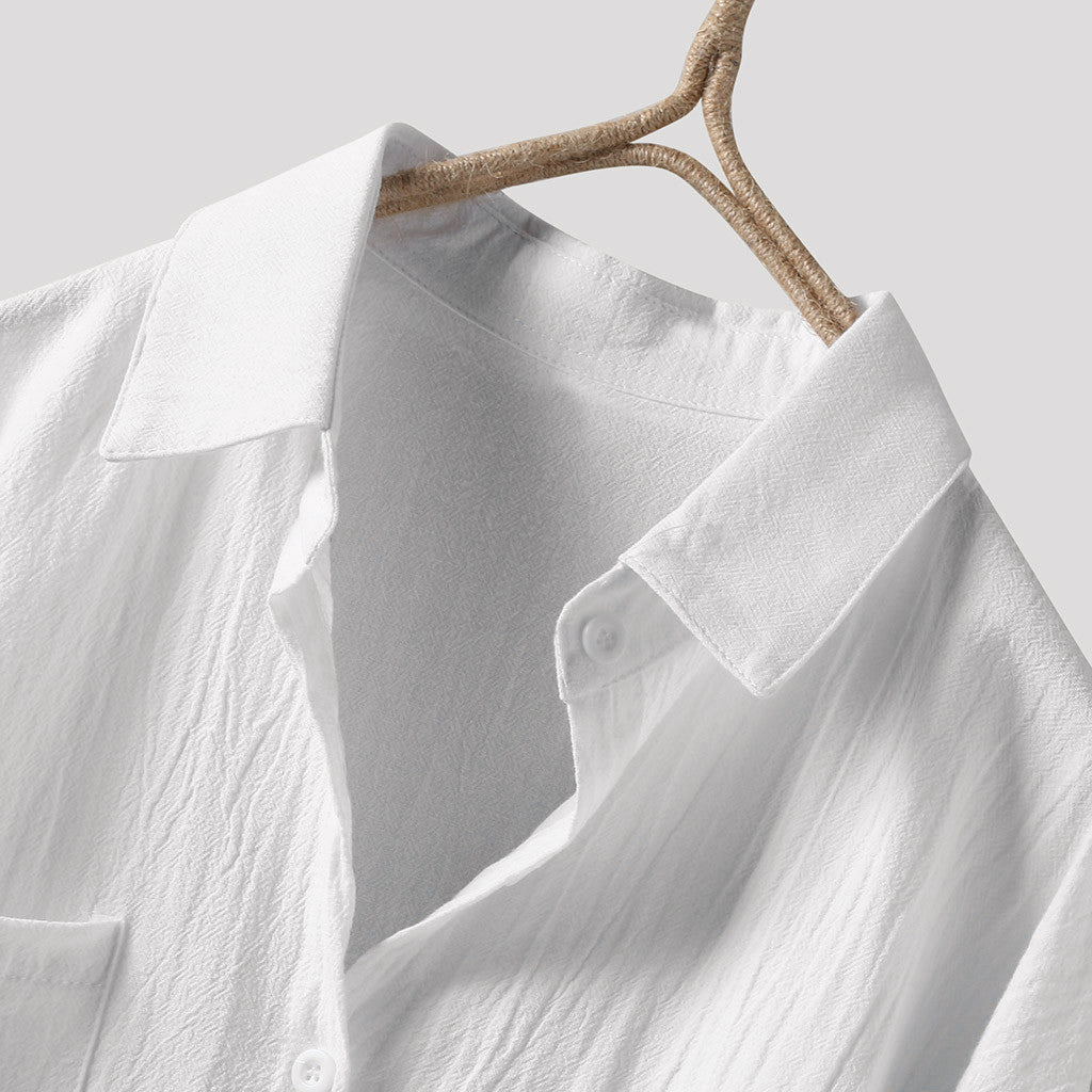 Elegant and Youth Woman Blouses Casual Home Cotton Linen Large Size Single Breasted Commuting Style Long Sleeved Shirt
