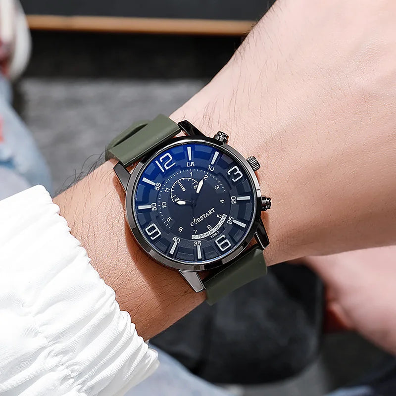 RBB Men’s Digital Quartz Watch – Blue Glass, Silicone Strap