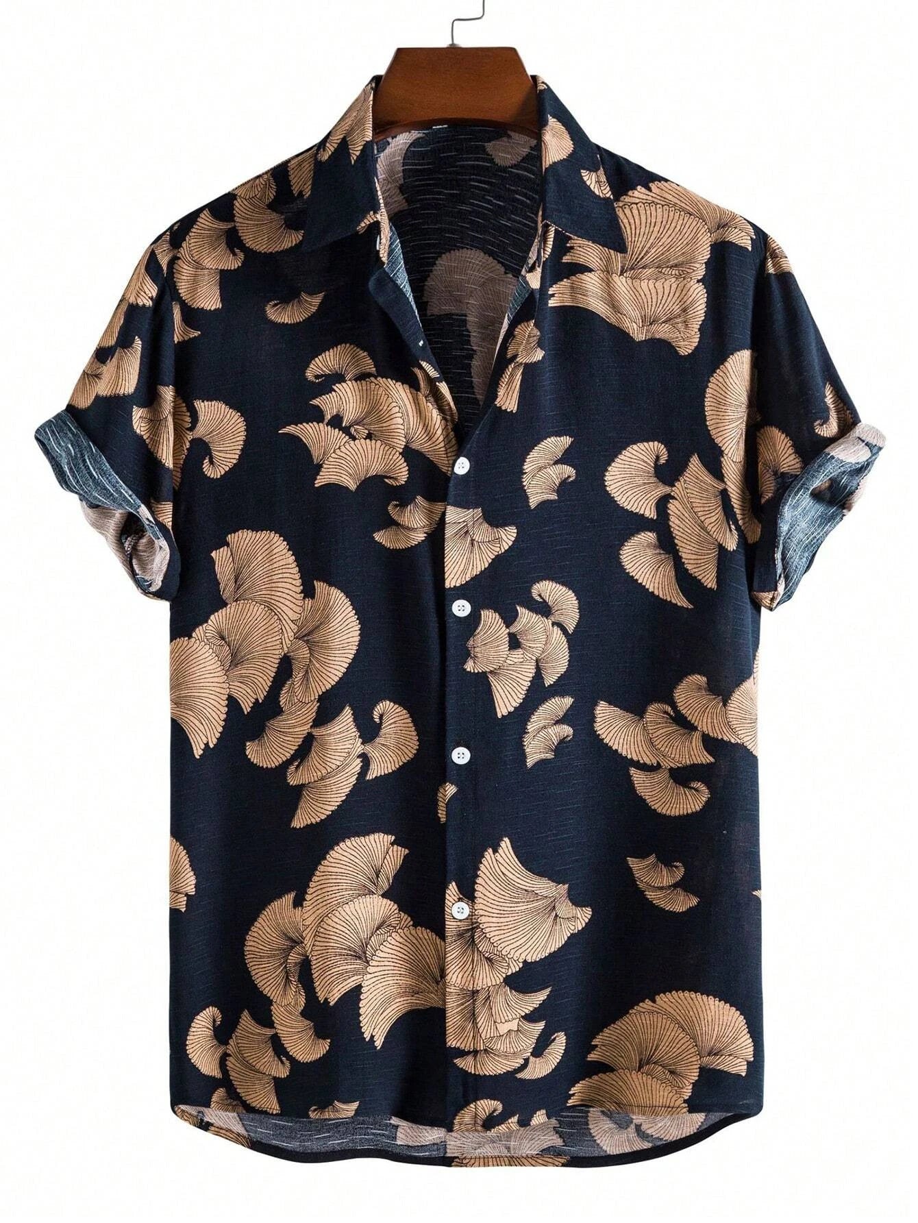 RBB Men’s Coconut Tree Print Shirt – Casual Summer Button-Down