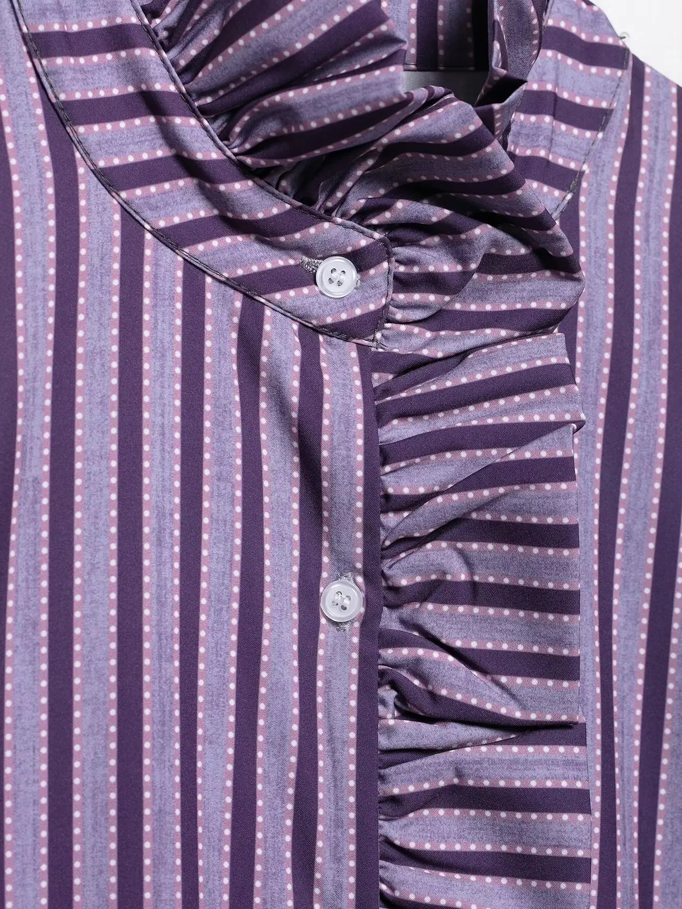 Ruffles Women Sweet Shirts 2025 Fashion Ladies Casual Purple Striped Blouses for Party Female Chic Tops Girls Cute Clothes