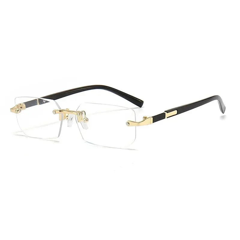 RBB Rimless Rectangle Sunglasses – Unisex Fashion Small Square Shades