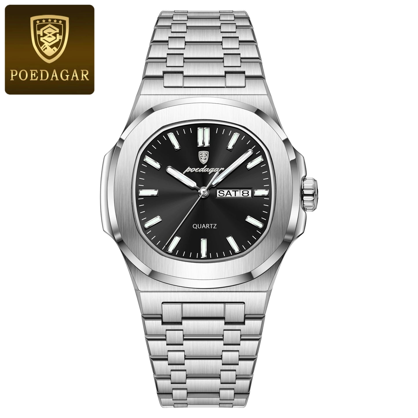 RBB Original Men's Quartz Watch – Waterproof Luminous Week & Date Stainless Steel Business Timepiece