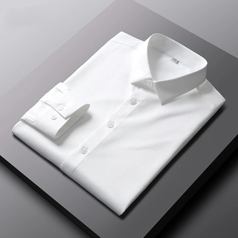 RBB Men's Wrinkle-Resistant Long Sleeve Solid Shirt – Non-Iron Business Casual Top