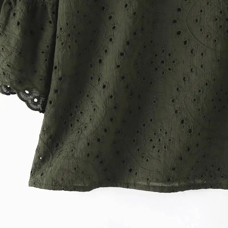 ZANZEA Fashion Summer 3/4 Sleeve Hollow Out Blouse Women Elegant Lace Crochet Tops Casual Loose Embroidery Shirt Work Blusas