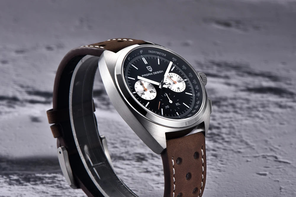 RBB DESIGN 2025 Retro Luxury Chronograph Men's Quartz Watch – VK63 Leather Sport Timepiece