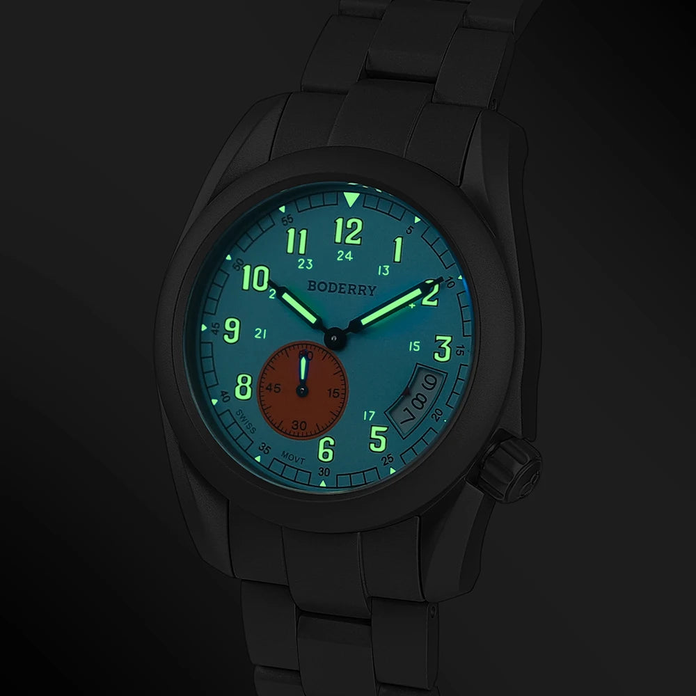 RBB Voyager 38 Titanium Field Quartz Watch – 100M Waterproof, Military Sport, Luminous Business Wristwatch