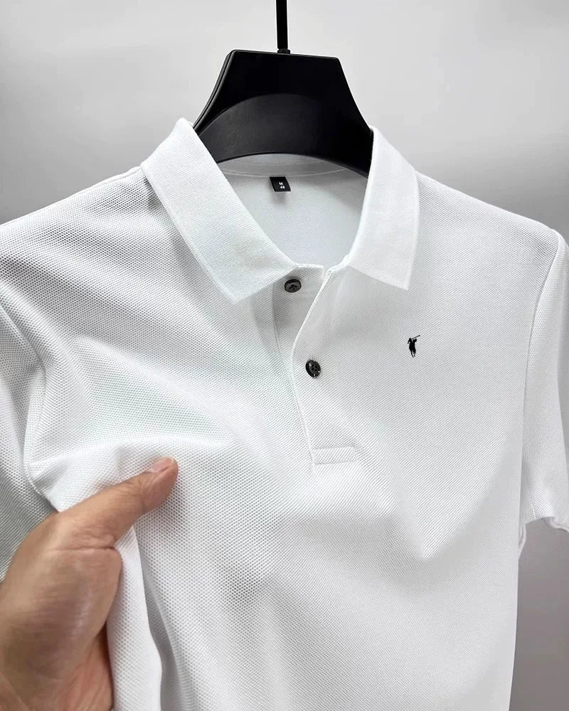 RBB 2025 Men’s Luxury Polo Shirt – Exquisite Horse Print, Short Sleeve, High-End Designer Summer Menswear
