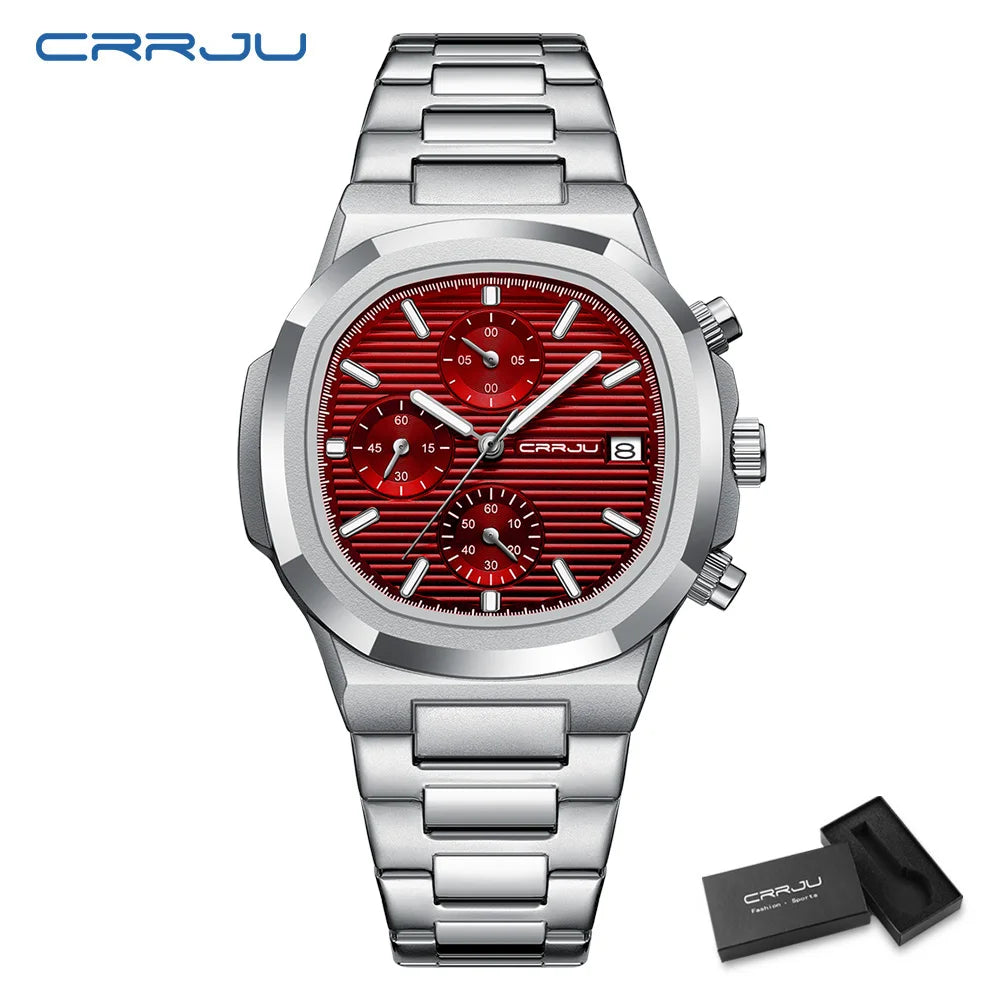 RBB Men's Luxury Quartz Watch – Stainless Steel, Square Case, Luminous & Waterproof