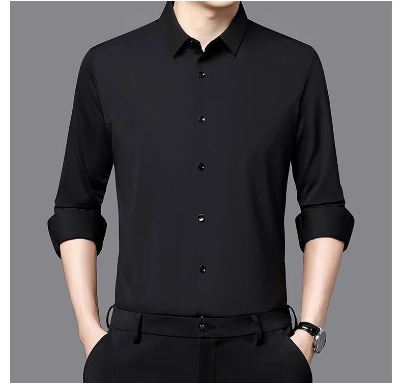 RBB Men’s Premium Ultra-Stretch Long Sleeve Shirt – Silky Formal & Casual Wear
