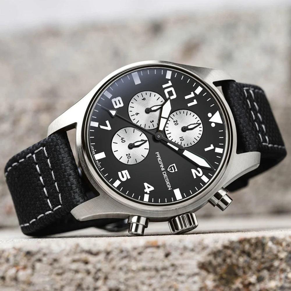 RBB Pilot Chronograph Men’s Quartz Watch – 100M Waterproof, Sapphire Glass, Stainless Steel Luxury Timepiece