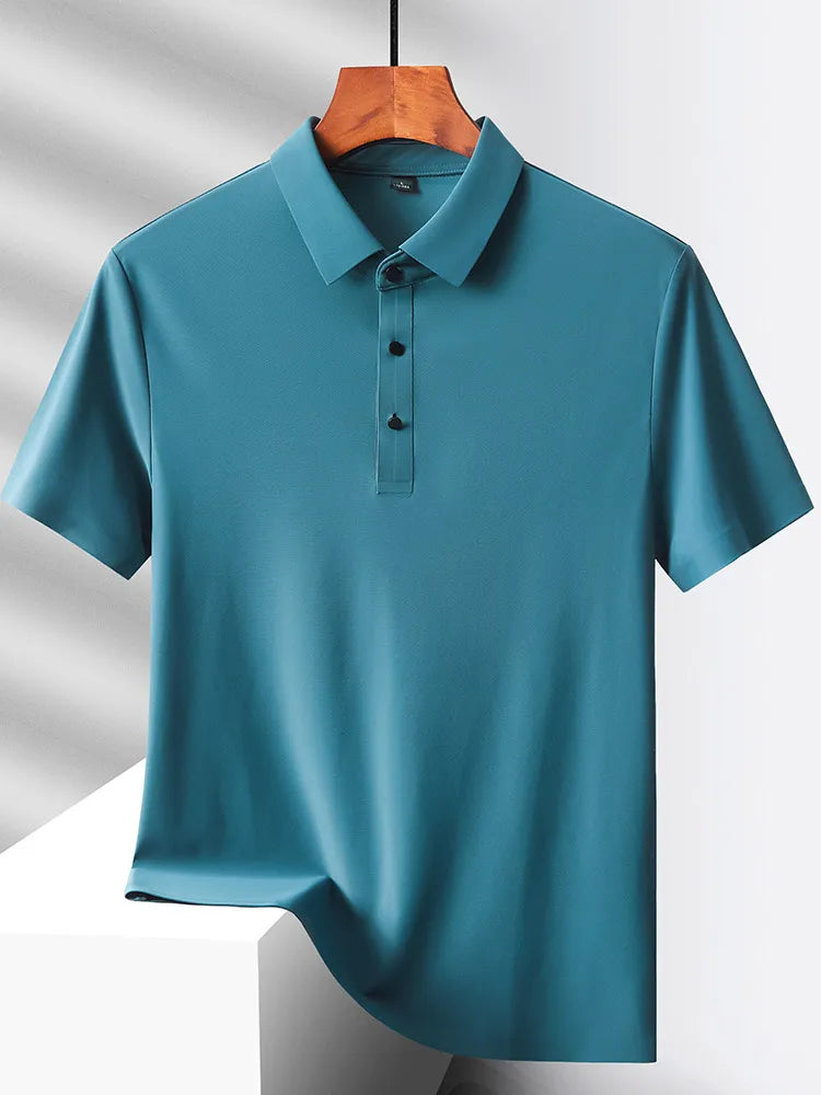 Men's Summer Quick-Dry Ice Silk Short Sleeve T-Shirt — Lightweight Nylon Fabric, Middle-Aged Casual Dad Tee