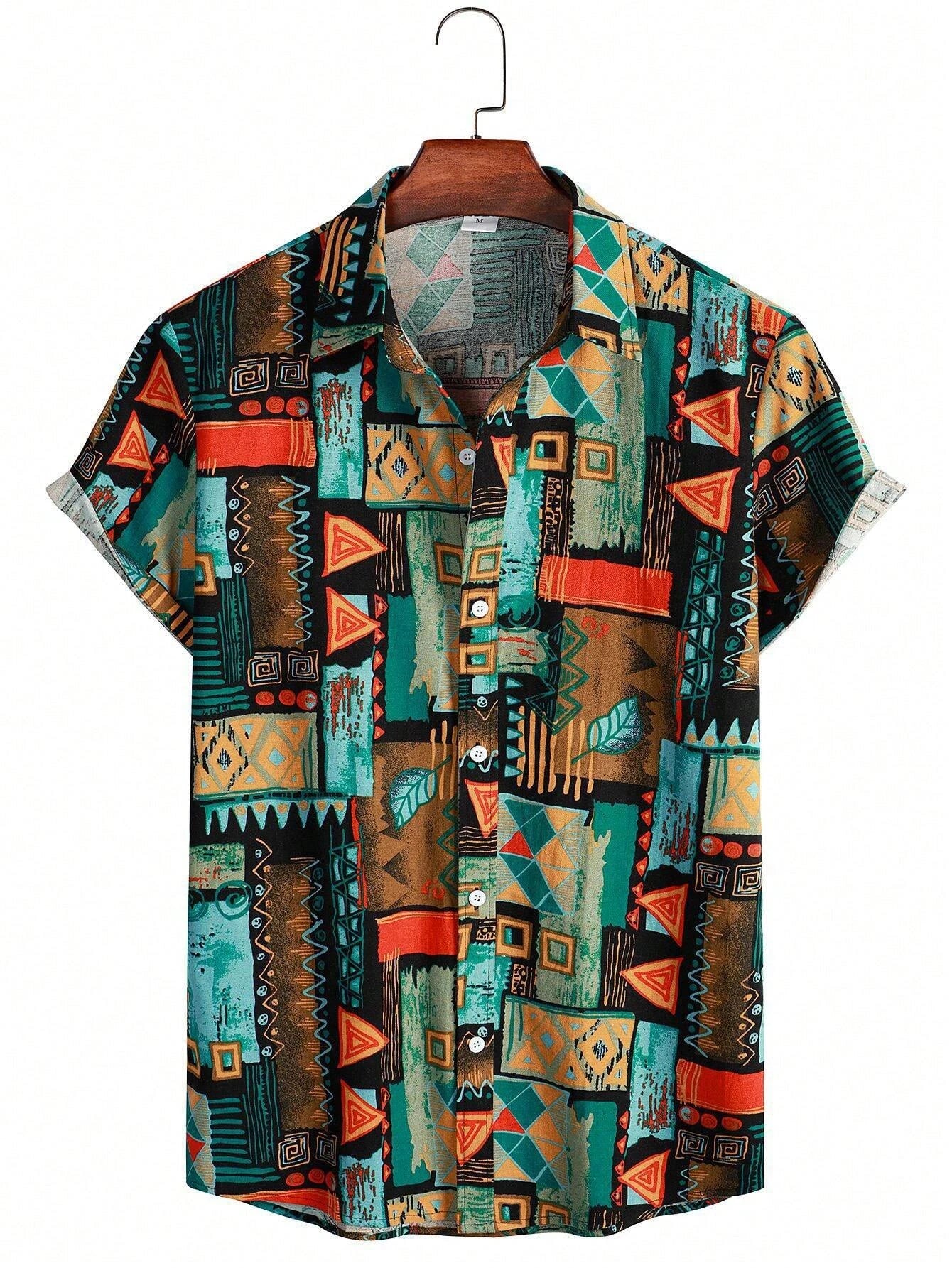 RBB Men’s Coconut Tree Print Shirt – Casual Summer Button-Down