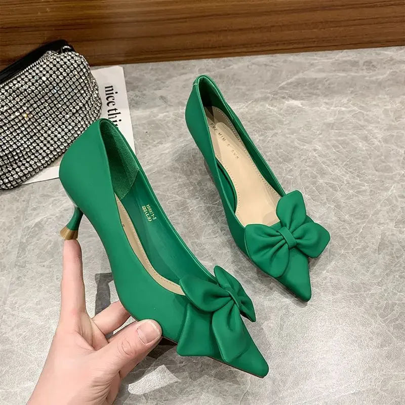RBB With Heel Sexy Shoes for Women Moccasins Black Y2K Vacation Summer 2025 Chic and Elegant High Quality Slip-On Pumps - Size 39