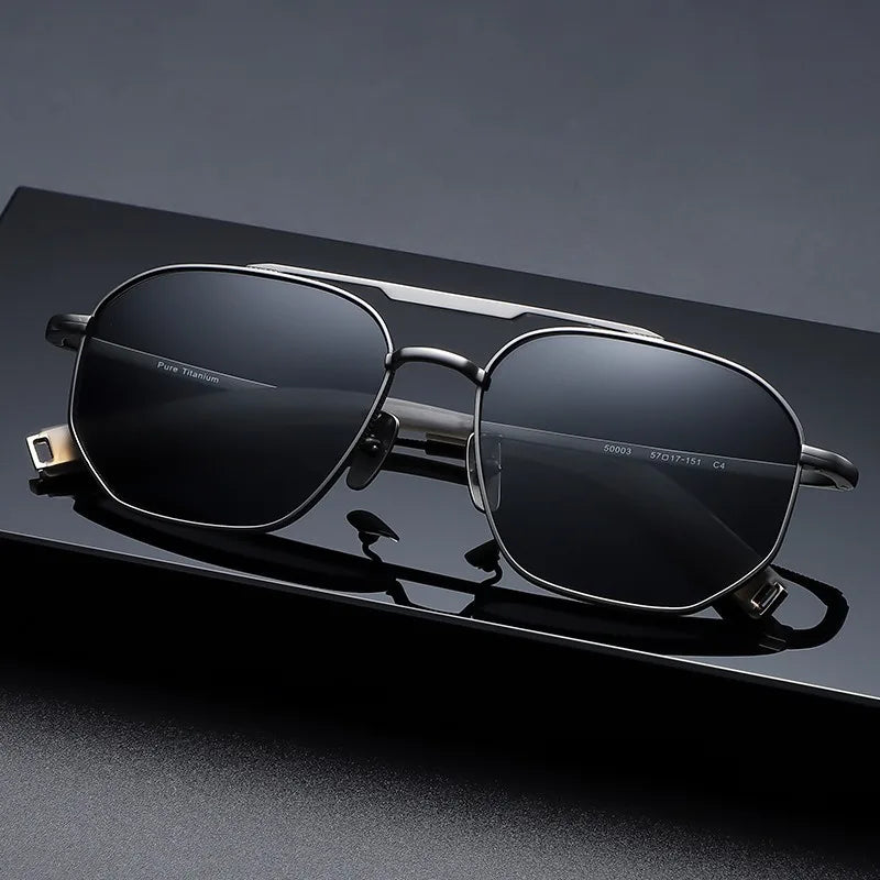 RBB Polarized Titanium Sunglasses – Handmade Square Frame Eyewear for Men & Women (Model 50003)