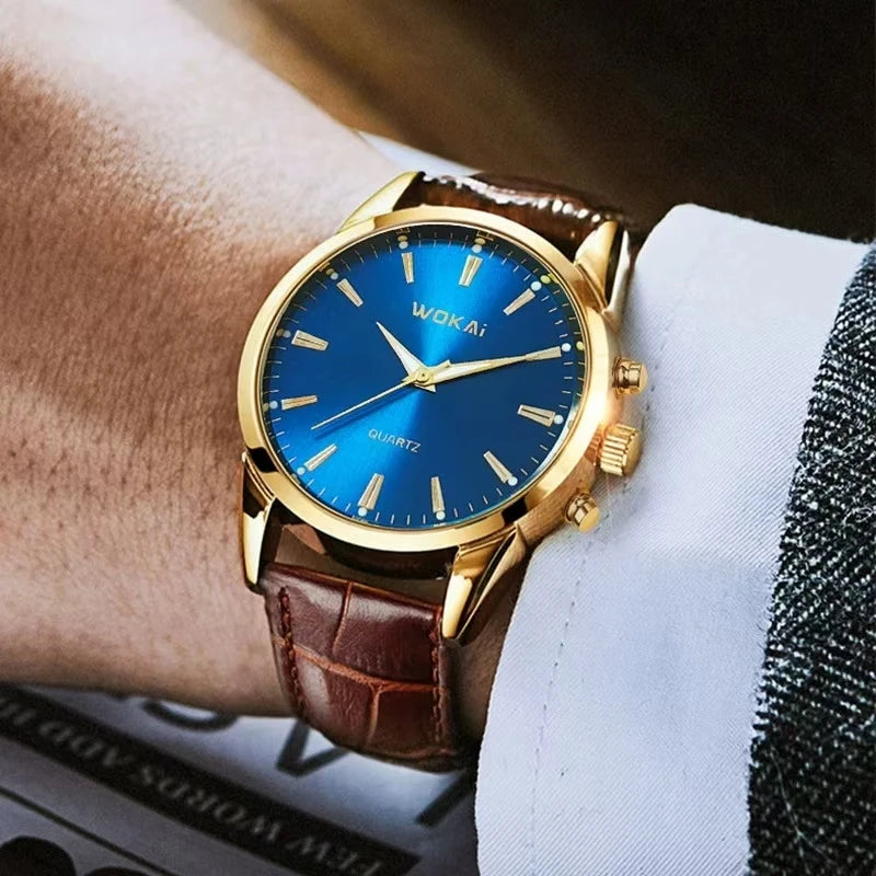 RBB Men’s Business Quartz Watch – High-Quality Leather Belt, Retro Classic Design, Waterproof