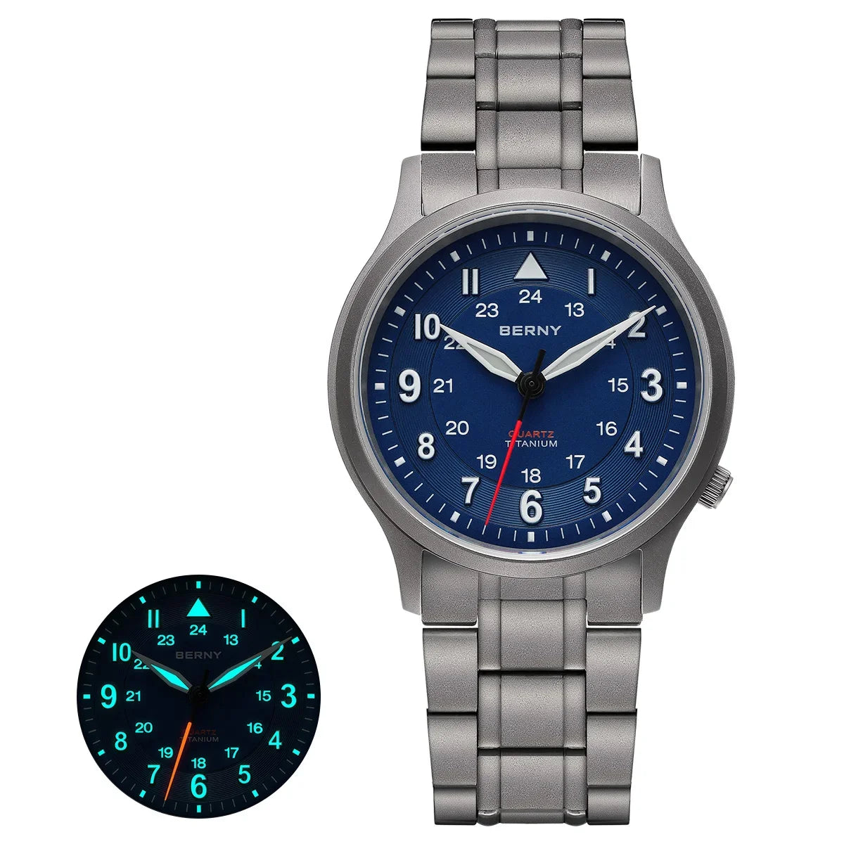 RBB Titanium Field Pilot Watch – Super Luminous Men's Outdoor Quartz Wristwatch with Sapphire Glass (5ATM)