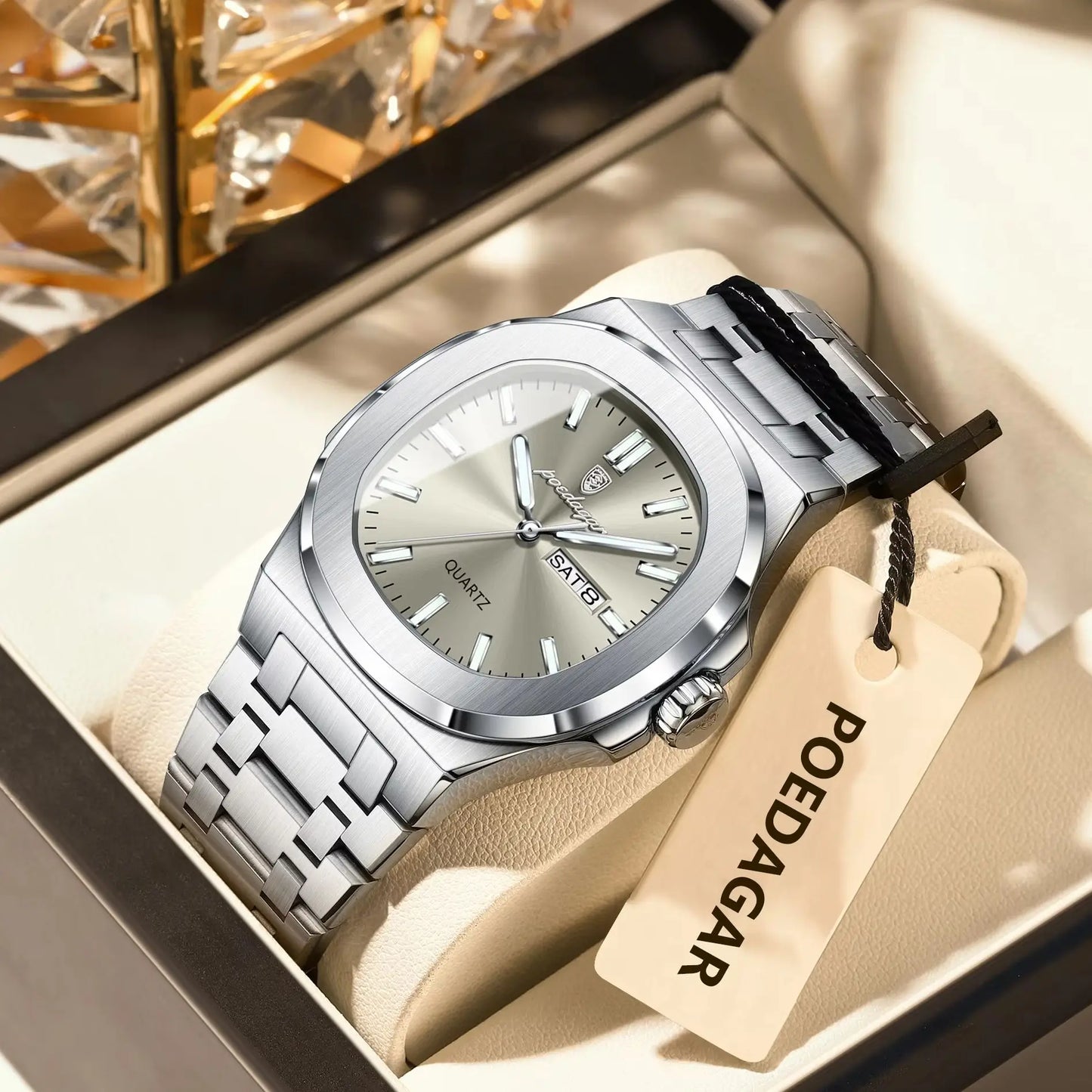 RBB Original Men's Quartz Watch – Waterproof Luminous Week & Date Stainless Steel Business Timepiece