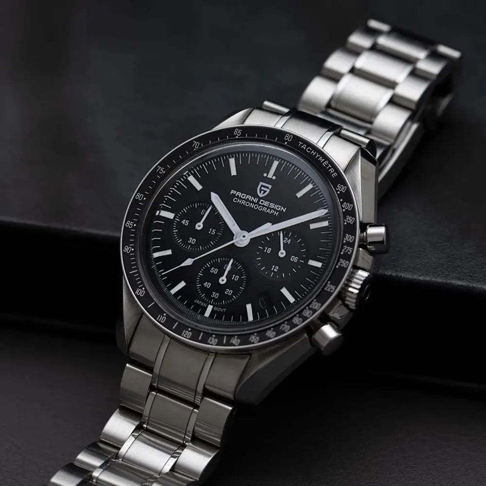 RBB PD-2024 Men’s Luxury Quartz Chronograph – Sapphire Glass, Auto Date, Speed Timer, Stainless Steel Wristwatch