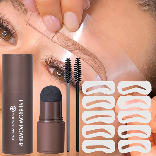 Eyebrow Stamp Stencil Kit – 1 Pc Long-Lasting Waterproof Brow Shaping Set with 10 Stencils