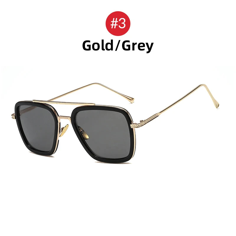 RBB Men’s & Women’s Steampunk Square Sunglasses – Blue Metal Frame UV400