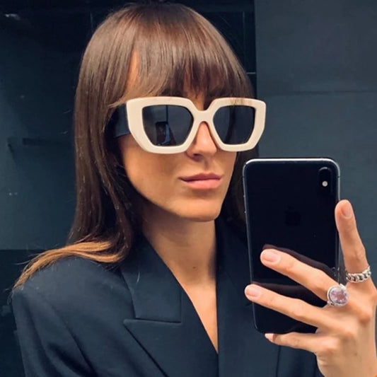 RBB Vintage Square Sunglasses – UV400 Luxury Big Frame for Women & Men