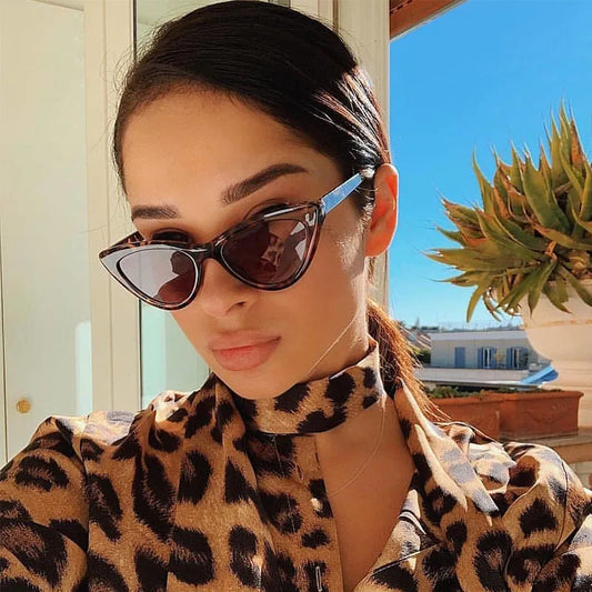 RBB Women’s Cat Eye Vintage Sunglasses – UV400 Small Triangle Leopard Frame