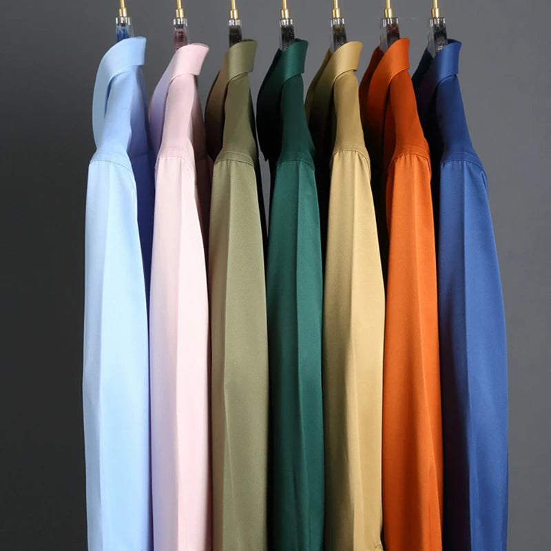 RBB Men's Wrinkle-Resistant Long Sleeve Solid Shirt – Non-Iron Business Casual Top
