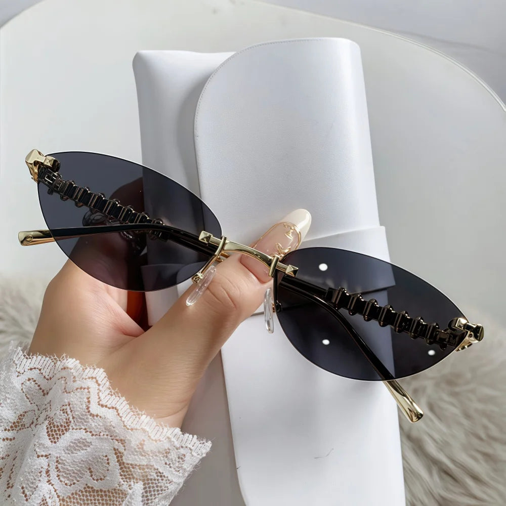 RBB Rimless Cat Eye Sunglasses for Women | Vintage Metal Frame | RBB UV400 Fashion Eyewear