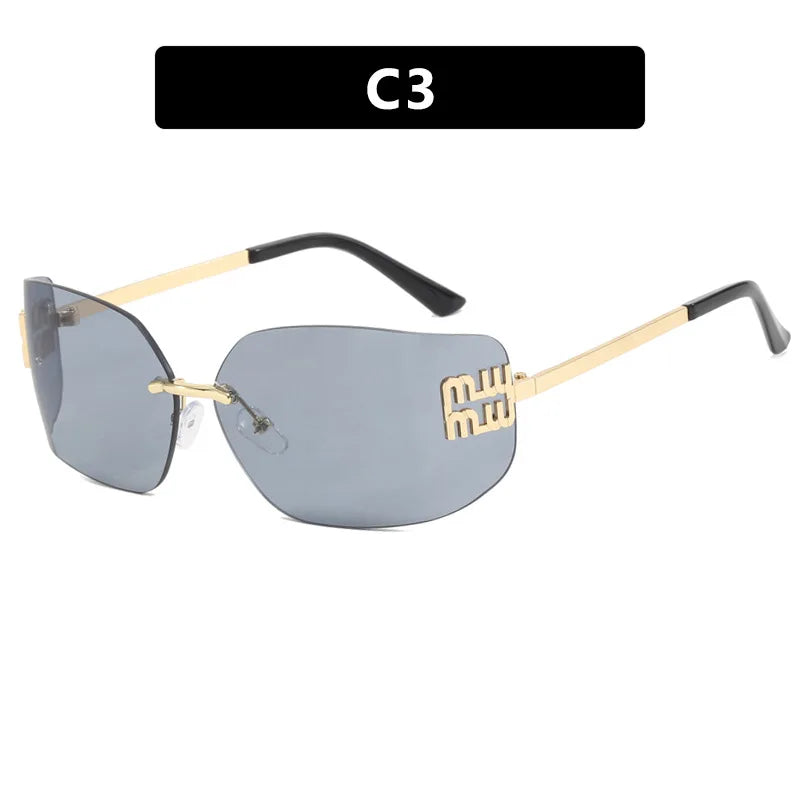 RBB Classic Rimless Rectangle Sunglasses for Women – Luxury Gradient Shades