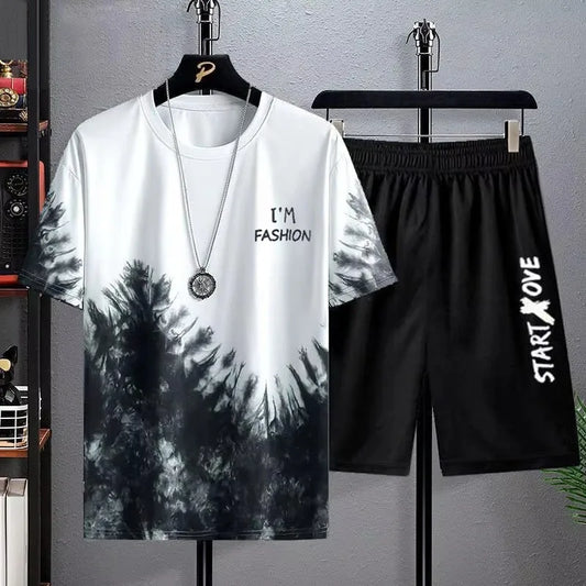 RBB Pro Active Men’s Quick-Dry 3D Printed Sports Tracksuit – Short Sleeve T-Shirt & Shorts Set