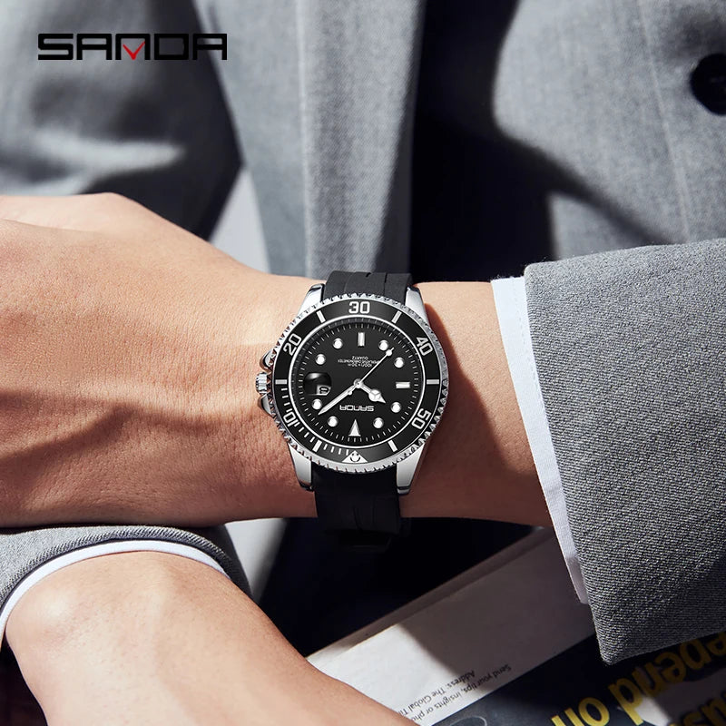 RBB Men's Waterproof Quartz Watch – Rotating Bezel & Luminous Dial