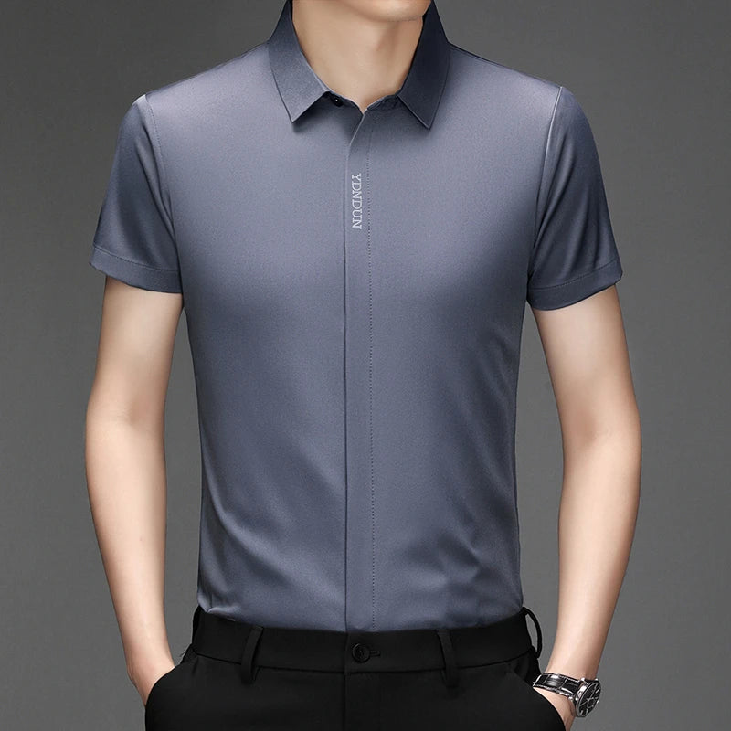 RBB Men’s Business Casual Short Sleeve Shirt – Wrinkle-Resistant Solid Color