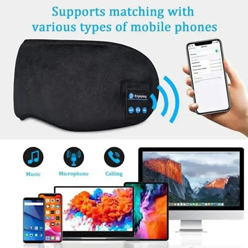 Bluetooth Sleep Headphones – Wireless, Soft Elastic Eye Mask Headband