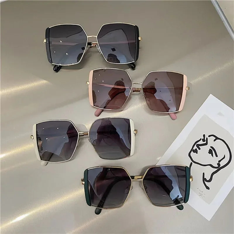 RBB Fashion Square Sunglasses – Women’s UV400 Designer Metal Eyewear