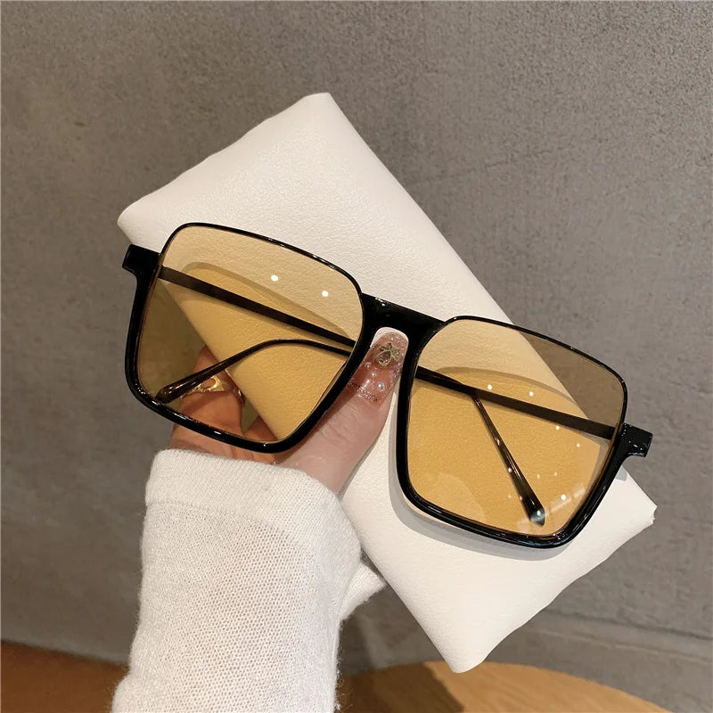 RBB 2024 Vintage Women's Fashion Sunglasses – Luxury Metal Square Frame with UV400 Pink Gradient Lenses
