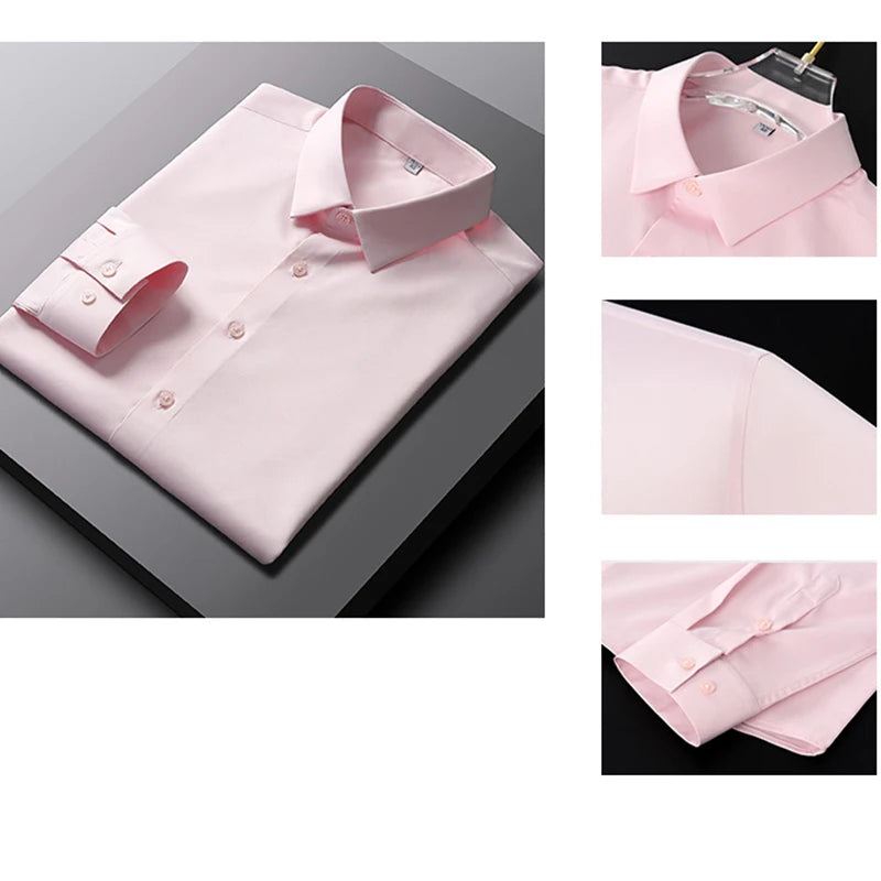 RBB Men's Wrinkle-Resistant Long Sleeve Solid Shirt – Non-Iron Business Casual Top