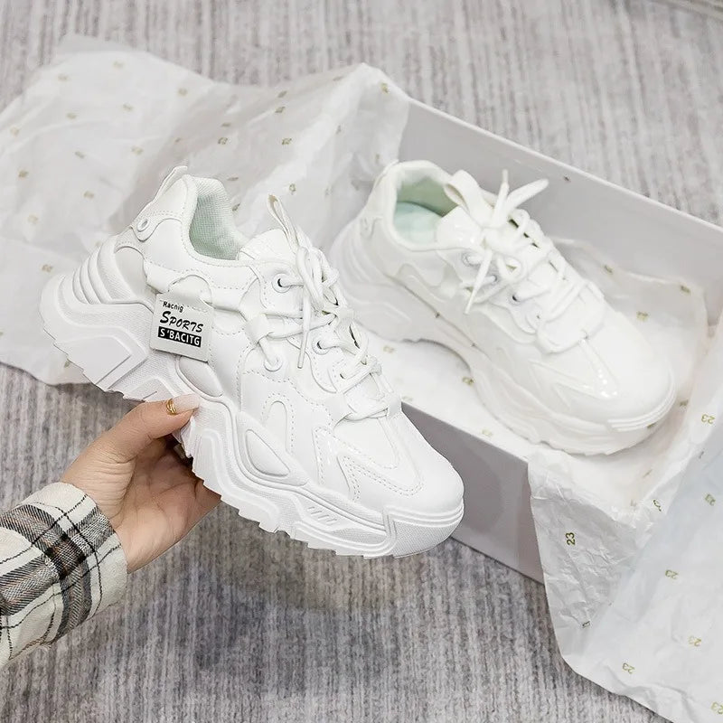 Chunky 2025 Women's Leather Sneakers – Casual Sport Trainers