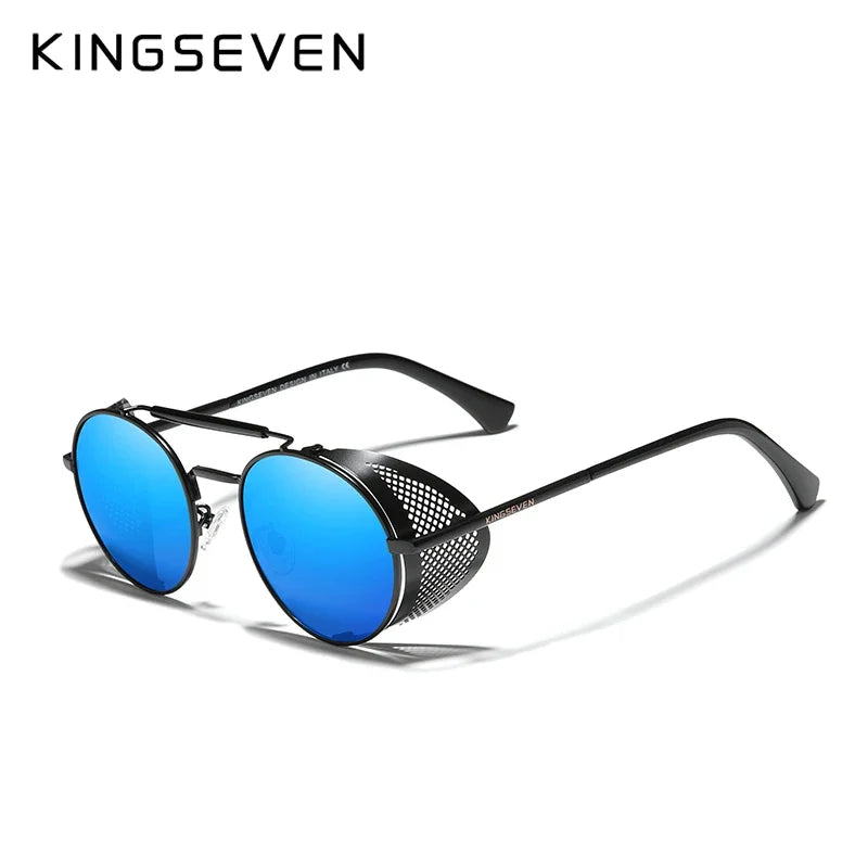 RBB Gothic Steampunk Polarized Sunglasses | UV400 Round Pilot Frame | RBB Vintage Designer Eyewear