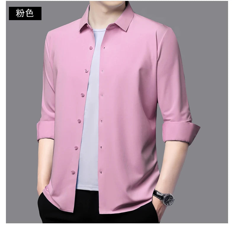 RBB Men’s Premium Ultra-Stretch Long Sleeve Shirt – Silky Formal & Casual Wear