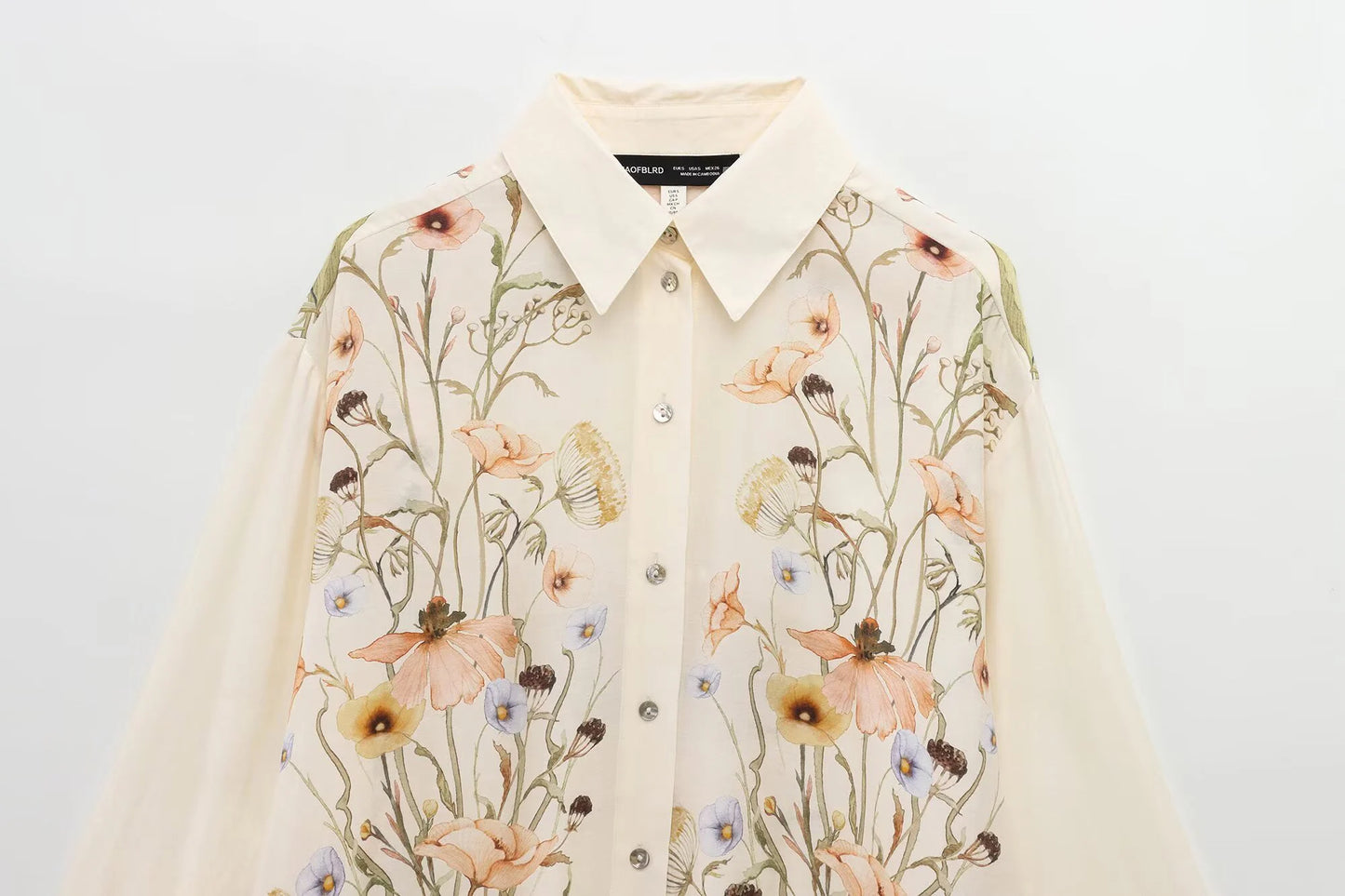 European And American 2025 Spring And Summer New Women's Casual Style Simple Flower Printed Shirt