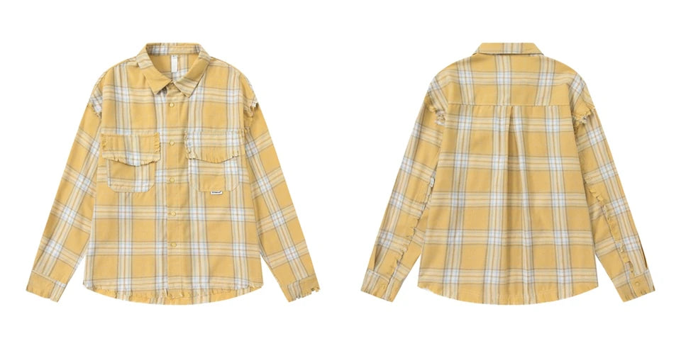 Elegant Women's Blouses 2024 Autumn 100 Cotton Yellow Plaid Shirts for Women Ladies Clothes in Offers Women's Long Sleeve Top