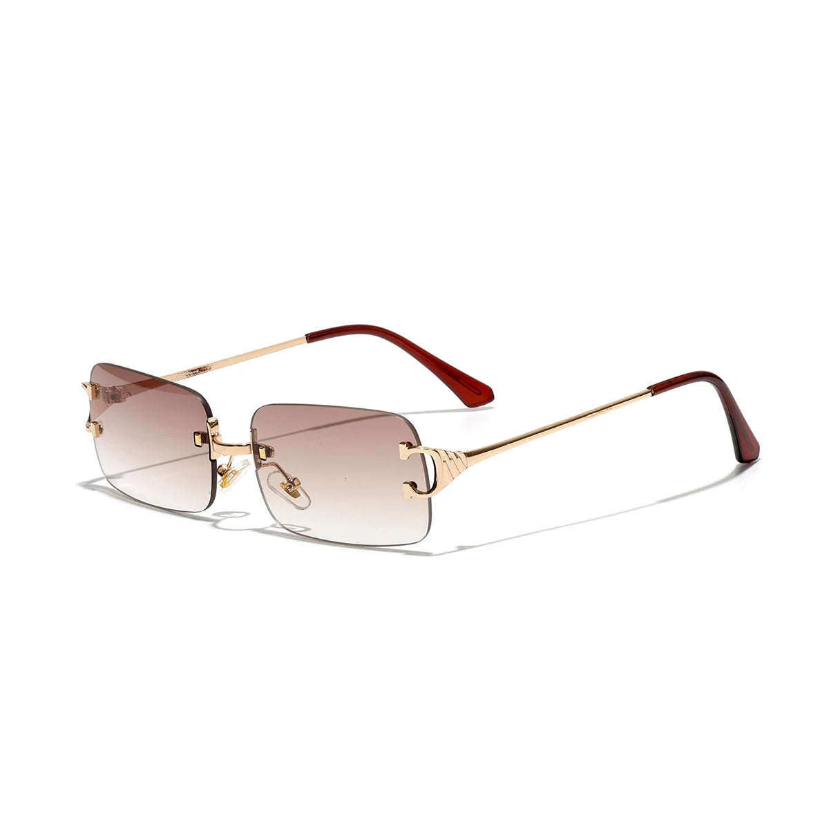 RBB 2025 Rimless Square UV400 Sunglasses – Unisex Designer Outdoor Metal Frame Shades