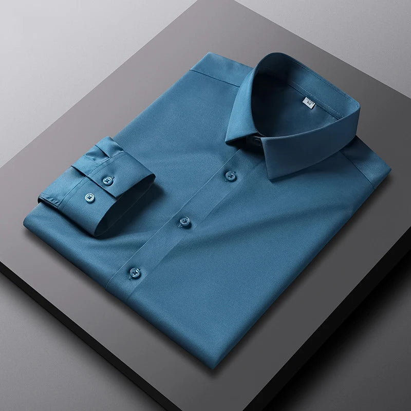 RBB Men's Wrinkle-Resistant Long Sleeve Solid Shirt – Non-Iron Business Casual Top