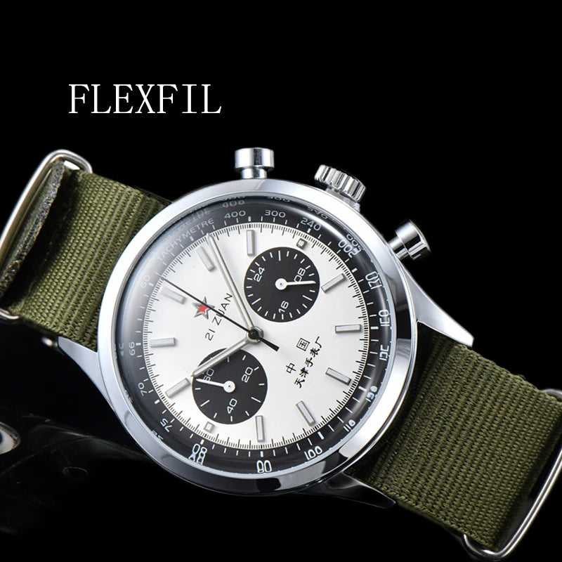 RBB Men's 42mm Pilot Chronograph Quartz Watch – Panda Dial, Military Luminous Vintage Style