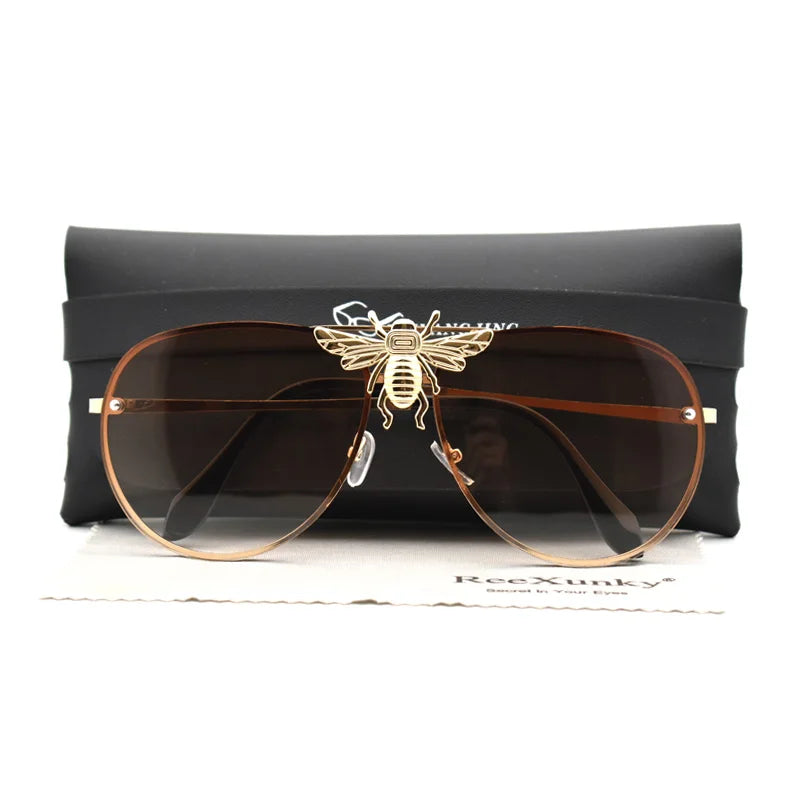 RBB Luxury Classic Bee Vintage Pilot Sunglasses — Stylish retro design with gradient, anti-reflective lenses. Unisex and UV400 protected for everyday wear.