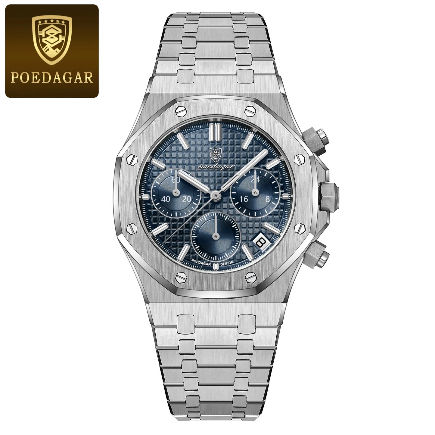 RBB Luxury Men's Stainless Steel Chronograph Watch – Military Style, Waterproof & Luminous Quartz Wristwatch